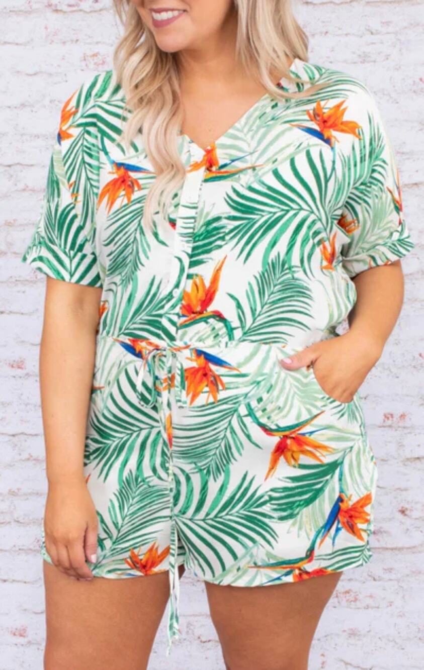 Davi & Dani Tropical Birds Of Paradise Romper M NWT